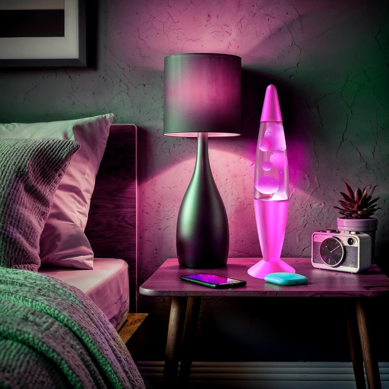 JAMBO 16" Beautiful Lamp- Pink with White/Pink Wax, Relaxing Liquid Light, Night Light Nightlight, Home Decor Living Room Office Bedroom Lamp for Adults Teens Kids, Magma Motion - Image 5